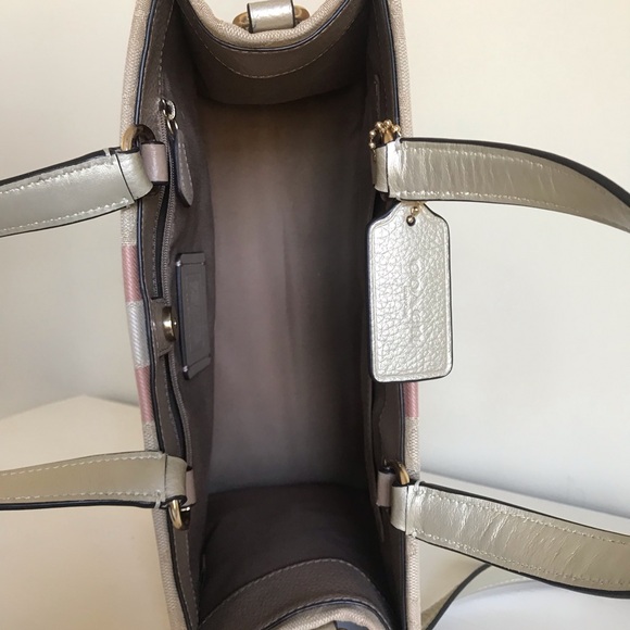 Coach Dempsey Carryall Tote Crossbody Purse with Stripe and Coach Patch - Picture 11 of 16